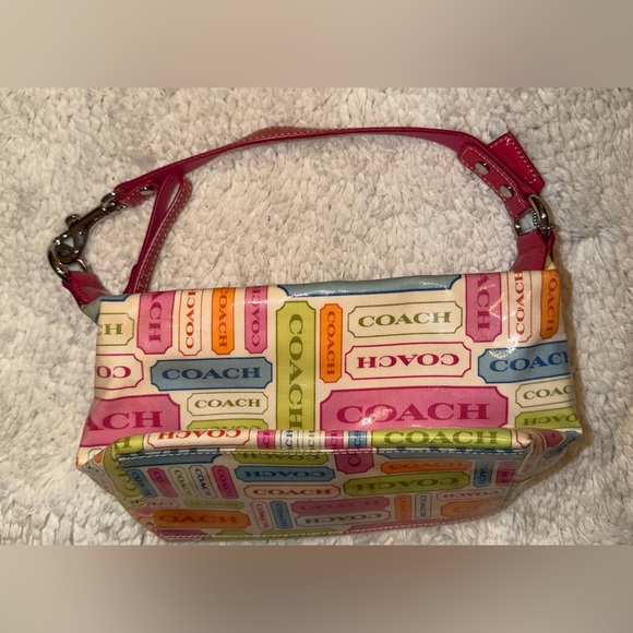 Vintage Y2K Coach Multicolor Logo Spell Out Mini Wristlet - Picture 2 of 6